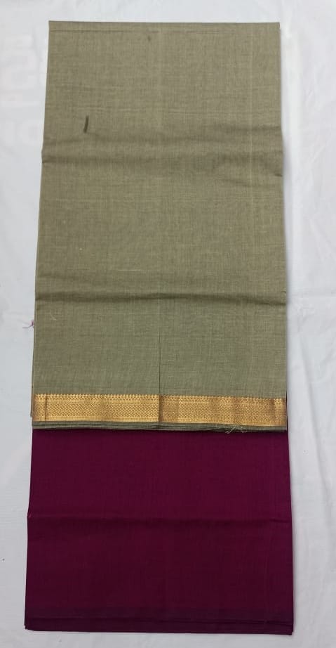 A beautiful two-tone cotton Dress and Dupatta with a gold border