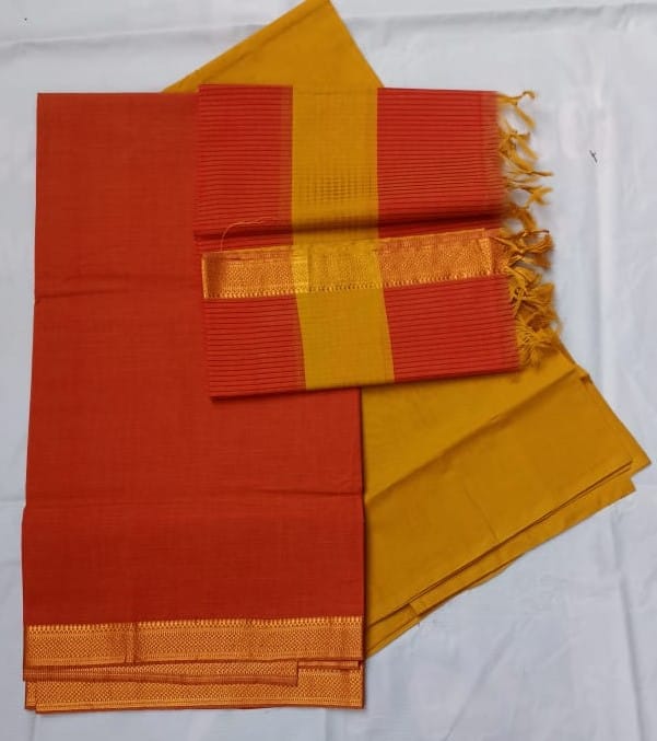 Red and Yellow Cotton Dress with Dupatta