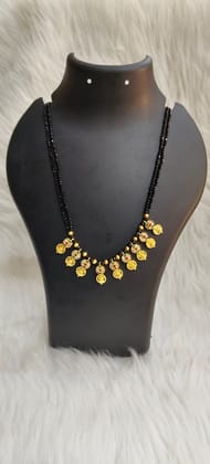 Gold Plated Mangalsutra With Black Beads