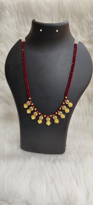 Delicate Traditional Indian Gold Plated Laxmi Coin Necklace Set with Red Beads