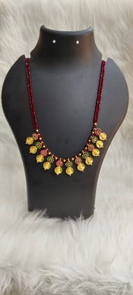 Traditional Indian Necklace Set with Ruby Stone and Gold Plated Pendants