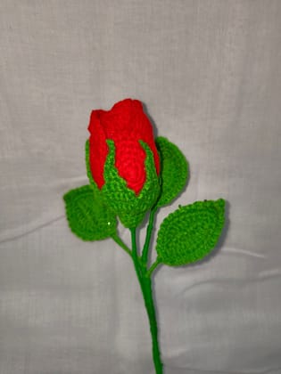 Handmade Crochet Rose* Red Rose Flower* Crocheted Rose Bud* Rose Stem