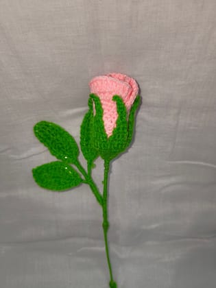 Handmade Crochet Pink Rose* Single Stemmed Crochet Rose* Pink Rose Crochet Flower