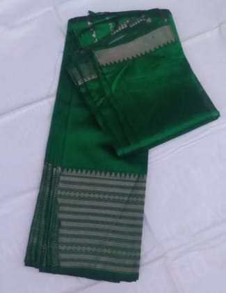  Green Tissue Kanjivaram Silk Saree With Silver Zari Border