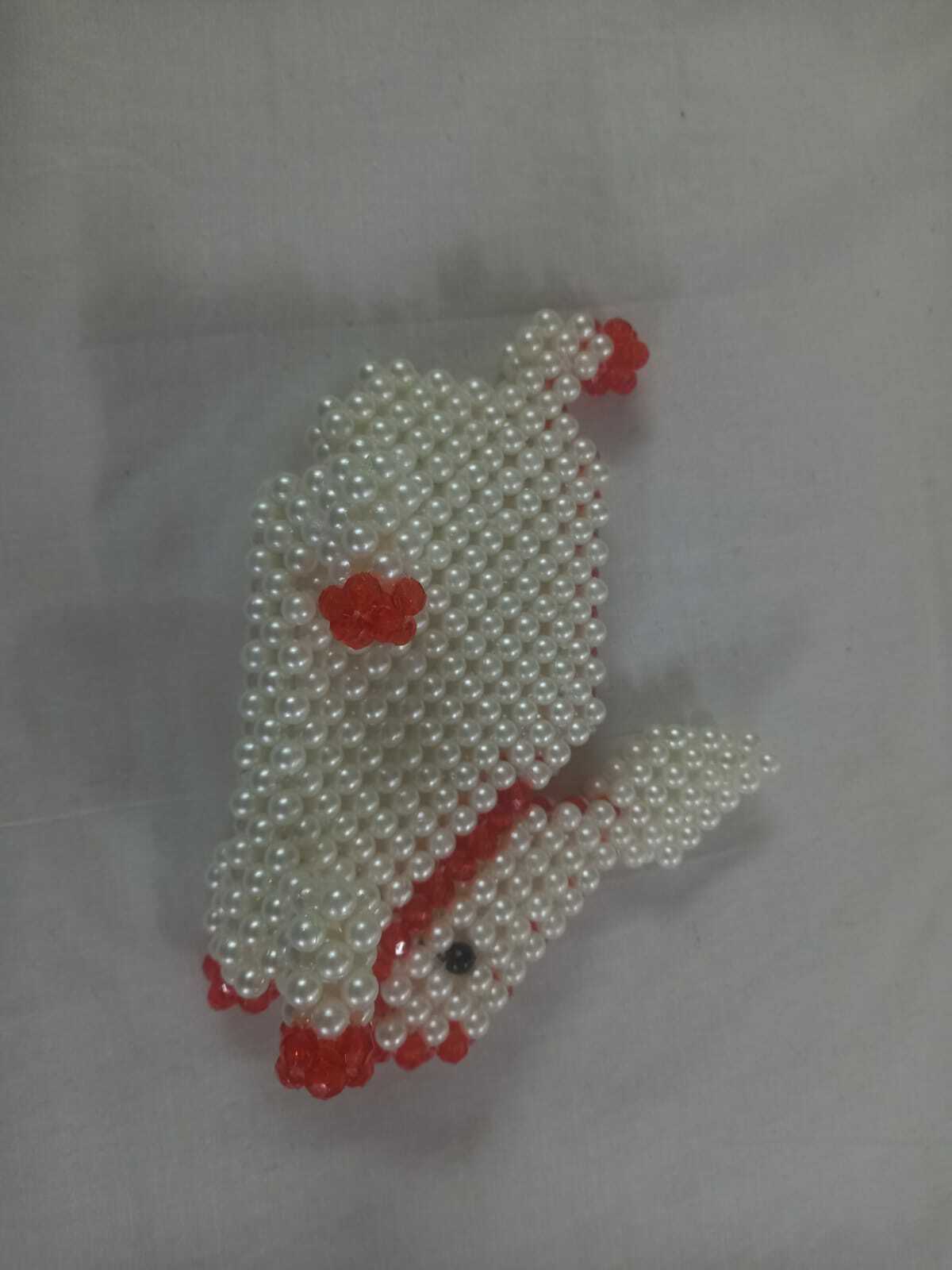  Cute 3D Cartoon Animal Shape Beaded Brooch Pin Badge Handmade Pearl Rabbit Brooch