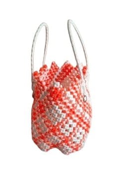  Handmade orange and white crochet bag