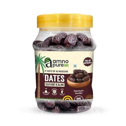 Amno Pure  Safawi Kalmi Dates 800G Pet Jar Khajoor | Premium Jumbo Natural Soft Khajur |Healthy & Nutrious Dry Snack, Pack of 1