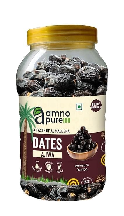 Amno Pure  Ajwa Dates Pet Jar 400G Khajoor | Premium Jumbo Natural Soft Khejur | Natural Soft Dry Khajur