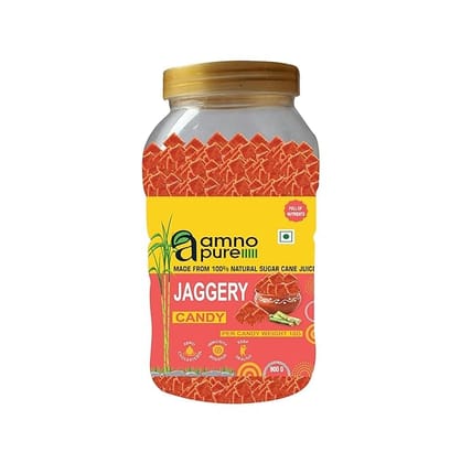 Amno Pure Natural Sugarcane Jaggery Candy 10G | Bheli, Bellam, Sarkkara, Gud, Gur, Cholestrol Free, 100% Natural- 900G Pet Jar