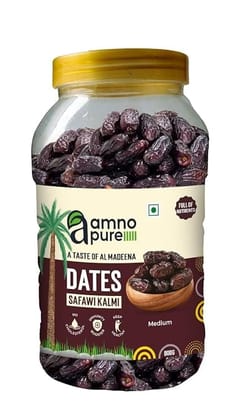 Amno Pure  Safawai  Kalmi Medium Dates Khajoor, Pet Jar 800g | Natural Pure Safawai Khajur | High in Quality And Big Size Dry Dates | Healthy & Nutrious Snack