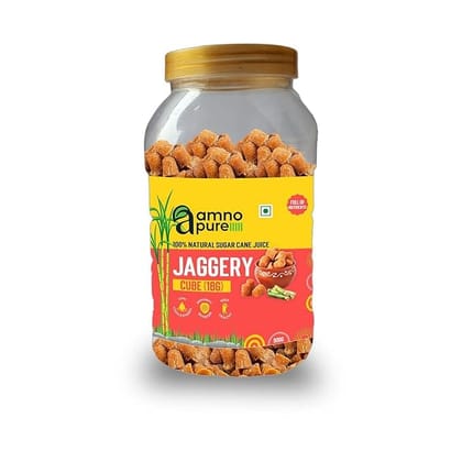 Amno Pure Natural Sugar Cane Jaggery 10G Cube | Cholestrol free, fat free, Full of Nutrients & 100% Natural - 900G Pet Jar