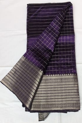  Purple Tissue Silk Saree With Silver Zari Border