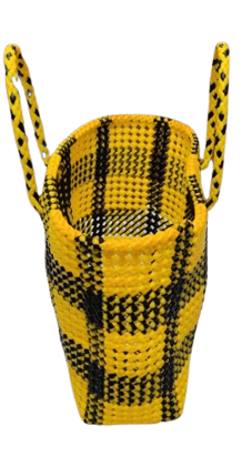 Handwoven Yellow and Black Market Tote Wire Bag