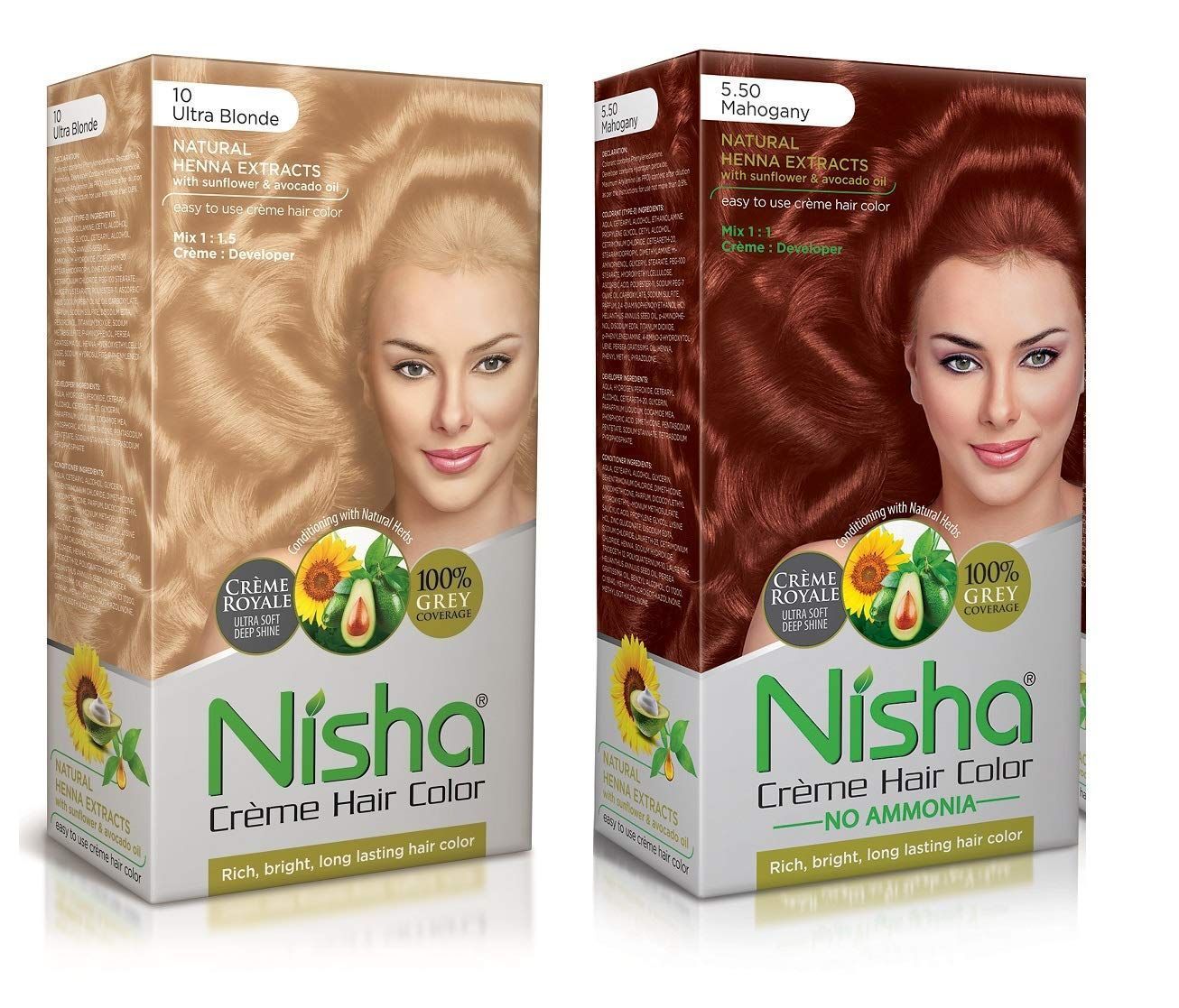 Nisha Creme Hair Color Combo, Pack of 2 Ultra Blonde & Mahogany