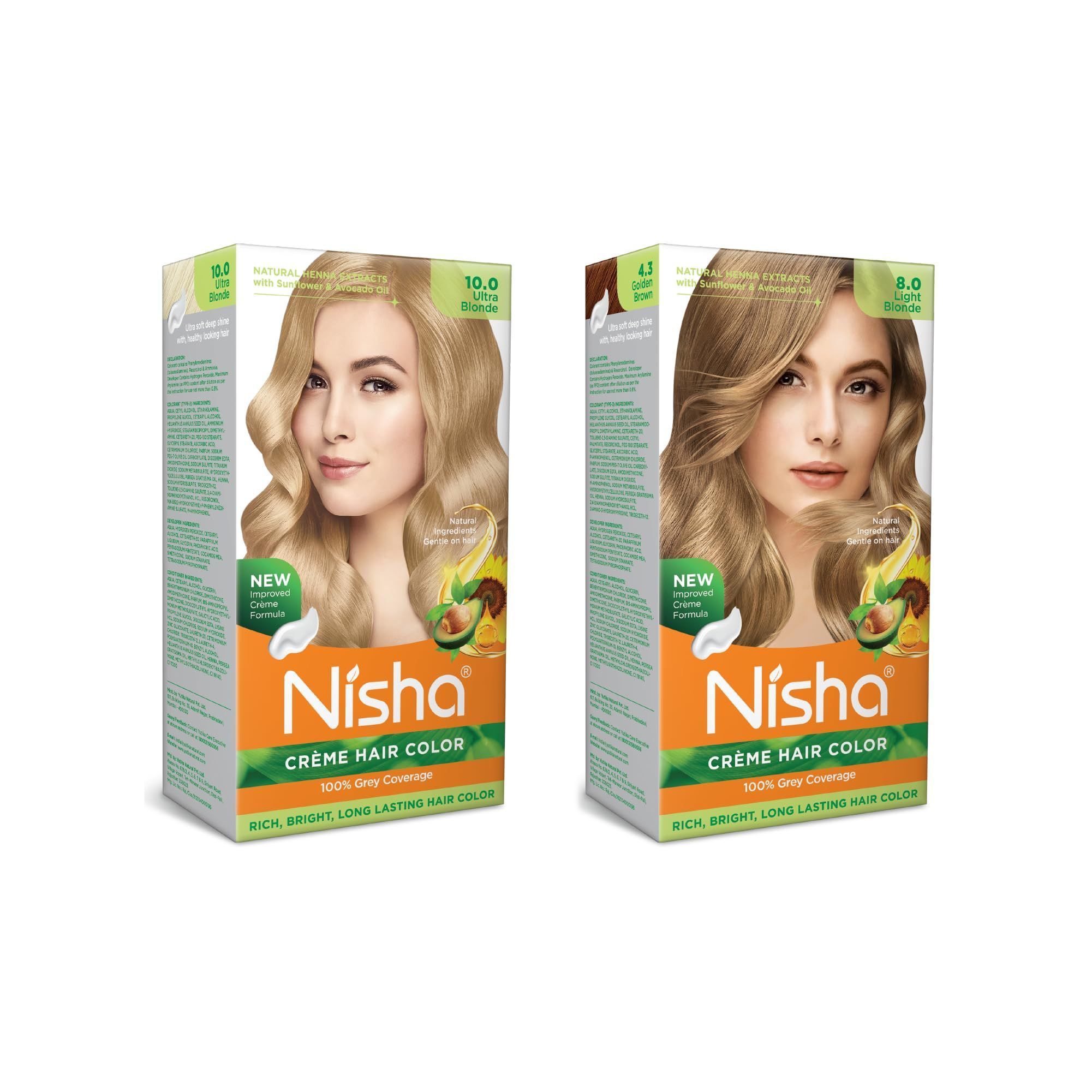 Nisha Creme Hair Color Combo, Pack of 2 Ultra Blonde & Light Blonde