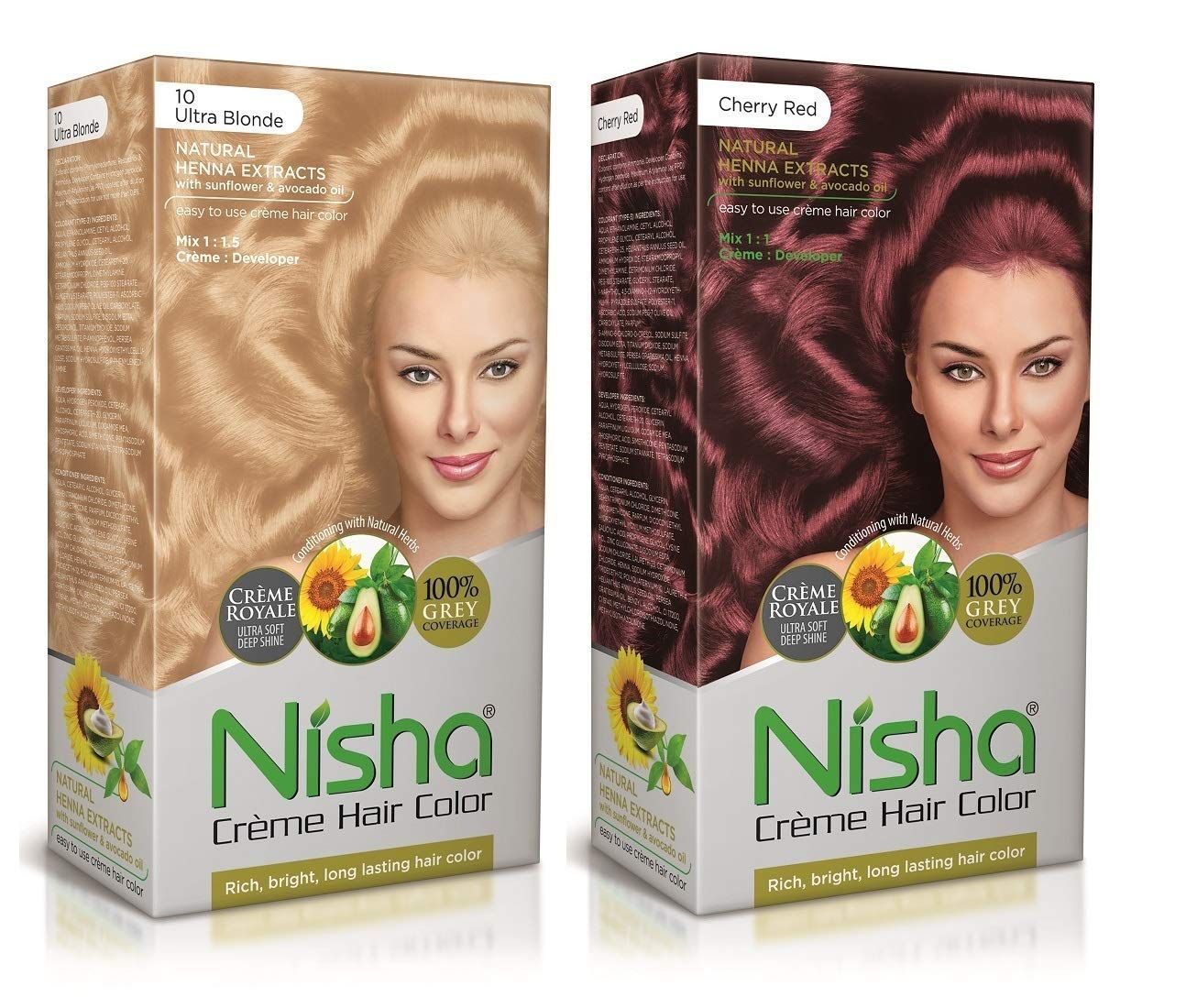 Nisha Creme Hair Color Combo, Pack of 2 Ultra Blonde & Cherry Red