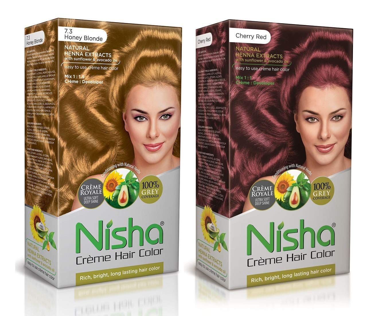 Nisha Creme Hair Color Combo, Pack of 2 Honey Blonde & Cherry Red