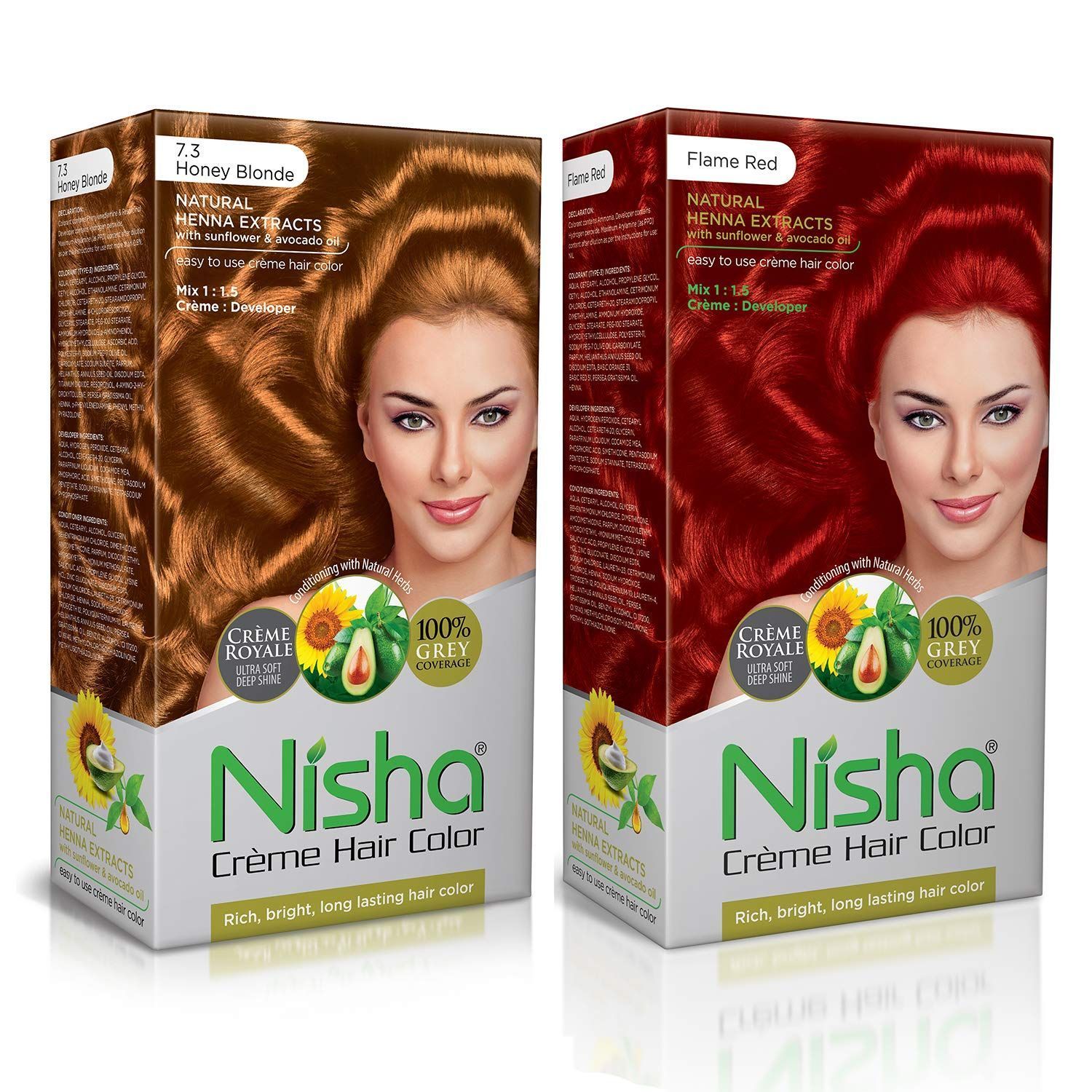 Nisha Creme Hair Color Combo, Pack of 2 Honey Blonde & Flame Red