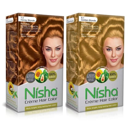 Nisha Creme Hair Color Combo, Pack of 2 Golden Blonde & Honey Blonde