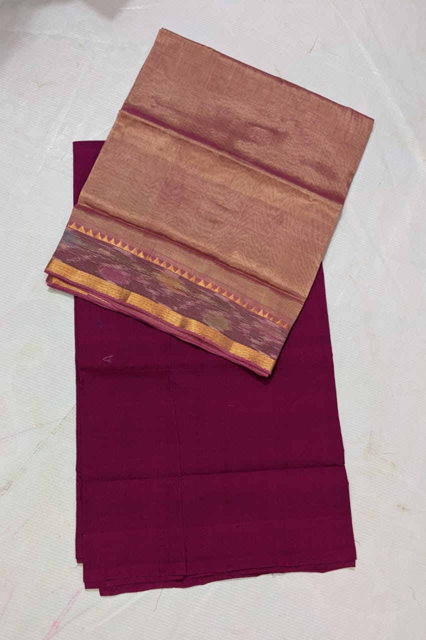 Maroon & Biscut Color Mangalagiri Cotton Dress with Dhupatta