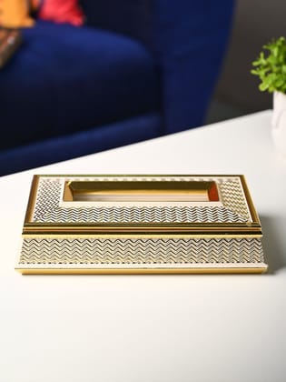 Shimmering Gold Tissue Box - Rectangle Shape