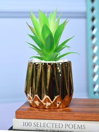 Chic & Glossy - Zigzag Design Faux Plant with Ceramic Pot