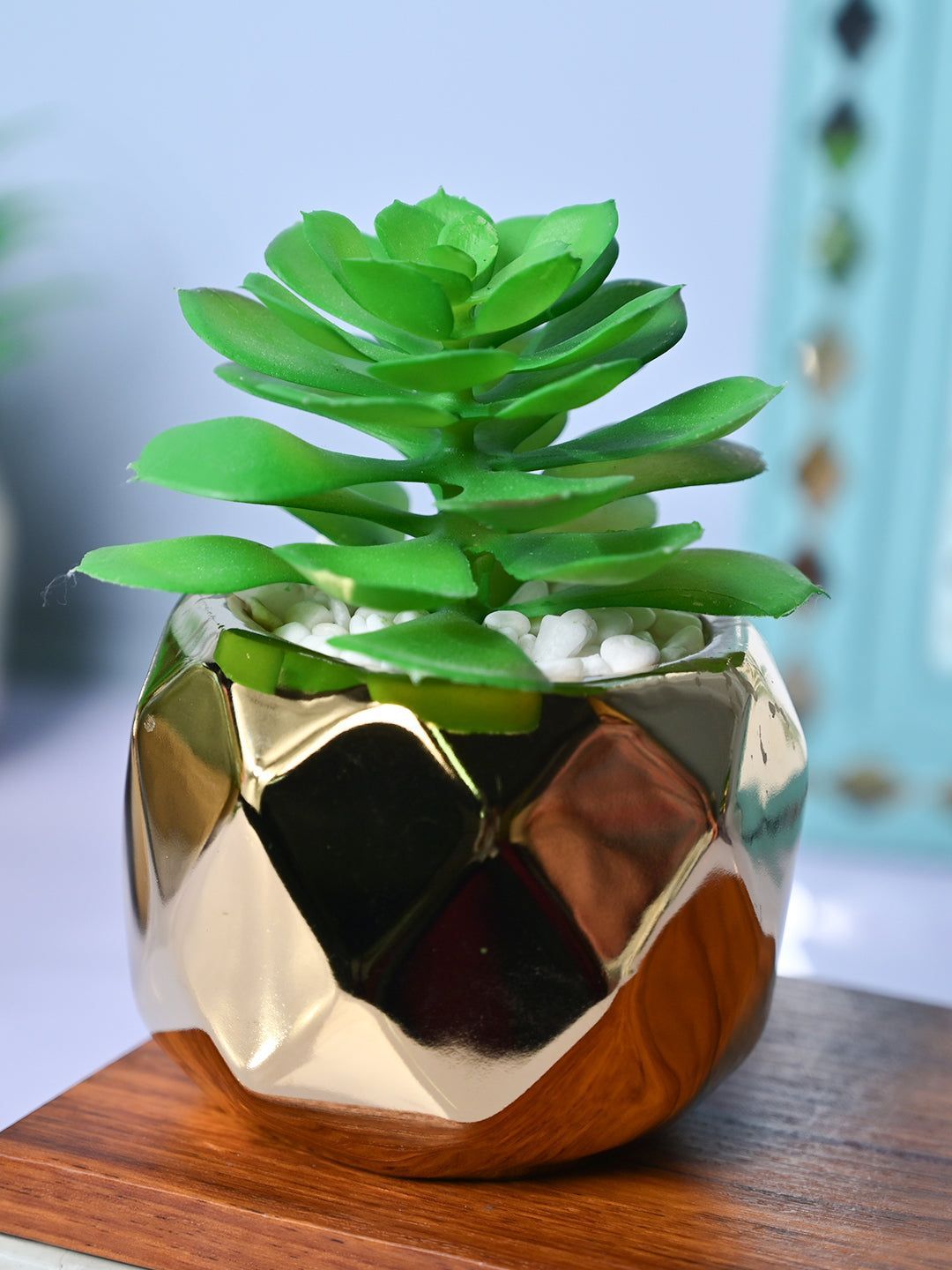 Golden Lattice - Artificial Plant in Ceramic Pot