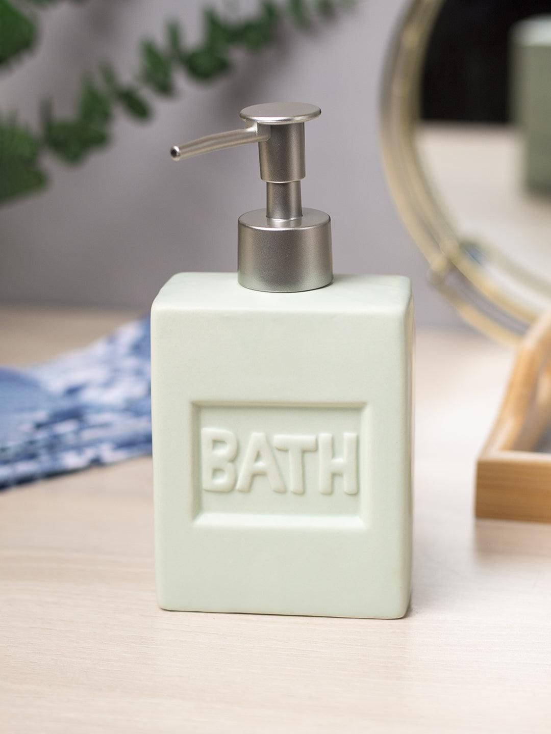 Green Ceramic Liquid Soap Dispenser - Plain, Bath Accessories