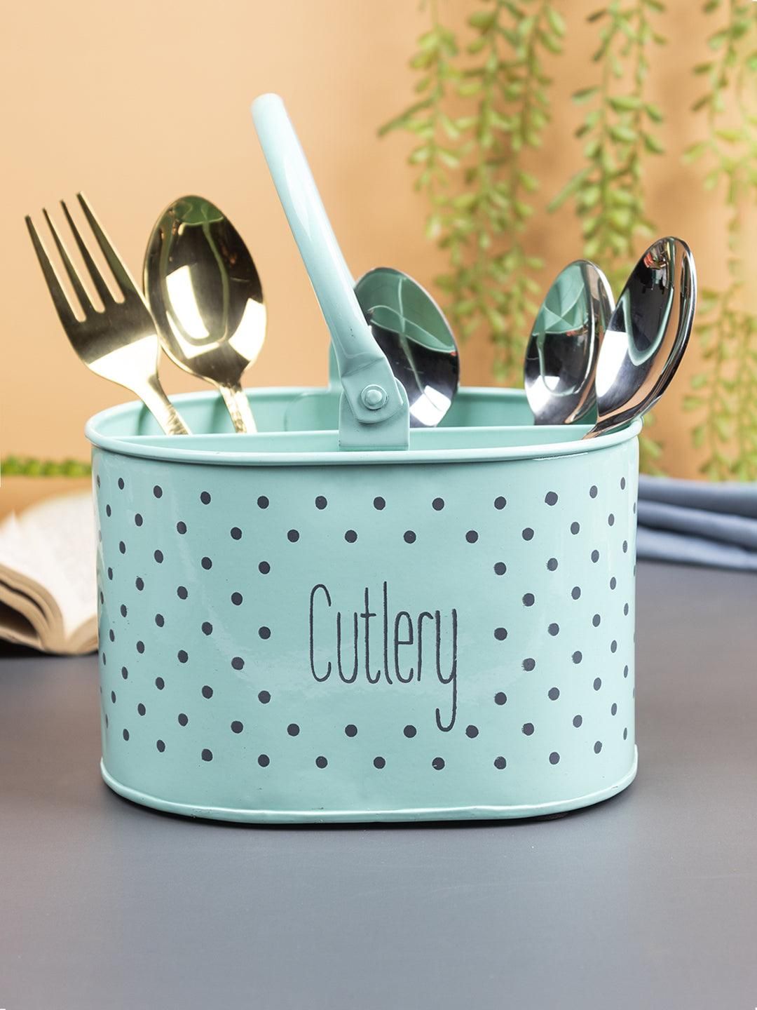 Polka Dot Cutlery Holder - Green