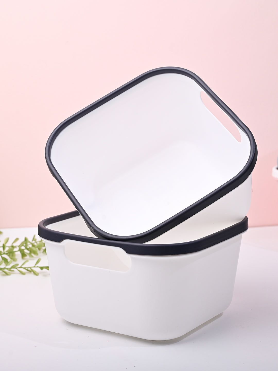 White Square Baskets (Set of 2)