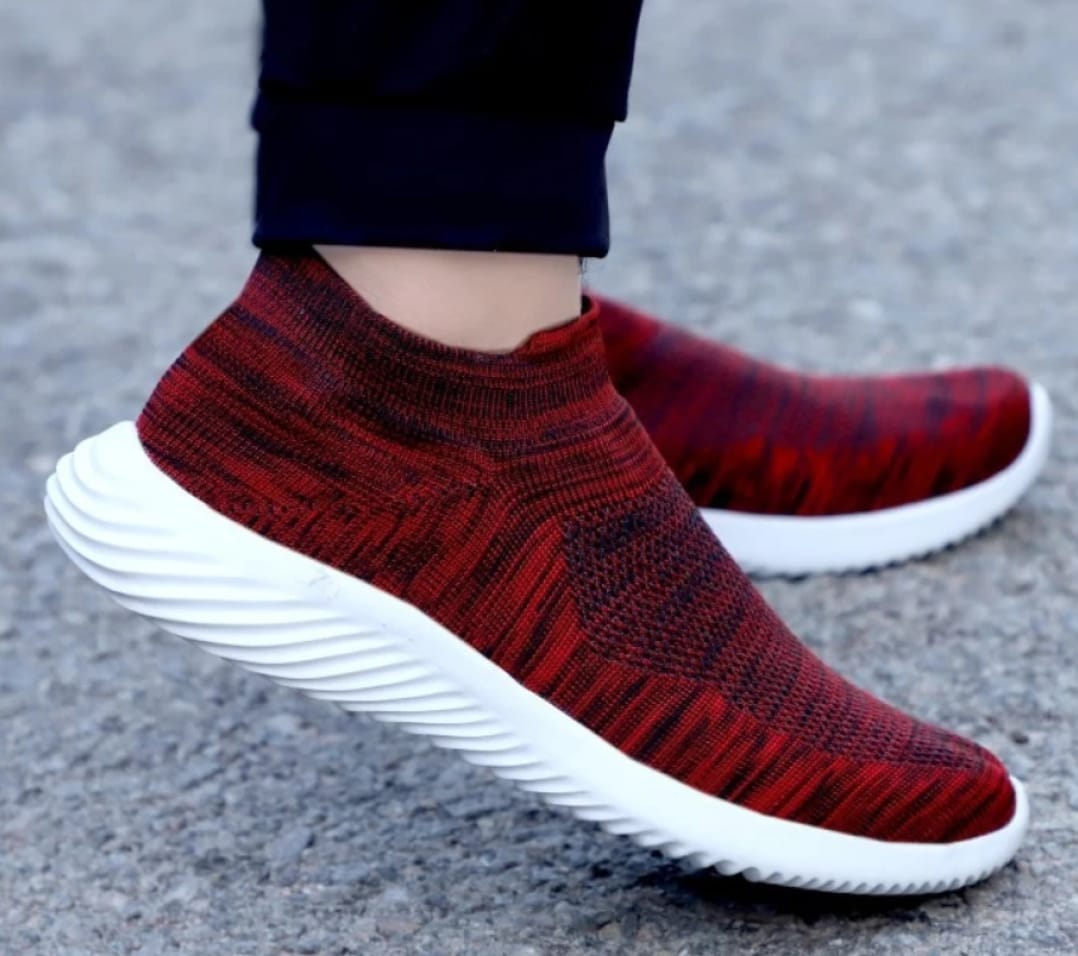  Men's Red Mesh Slip-On Sneakers