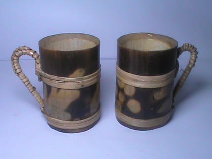 Handmade Natural Bamboo Mugs with Handle