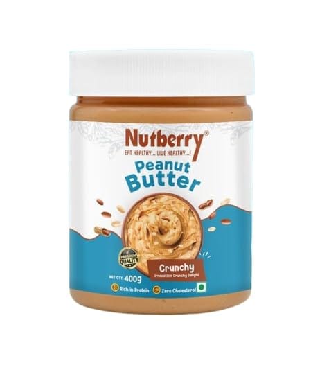 Nutberry's Classic Crunchy Peanut Butter 400g (Jar)| Chunky Peanut Butter | 25 g Protein Per 100g |