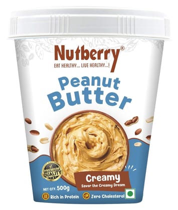 Nutberry's Classic Creamy Peanut Butter 500g (Bucket)| Smooth Peanut Butter | 25 g Protein Per 100g |