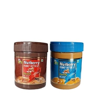 Nutberry Peanut Butter chocolate creamy and Crunchy 2 pack 200gm jar (regular, 200gm) | Vegan | Cholesterol Free | No Hydrogenated Oil | Zero Trans-Fat