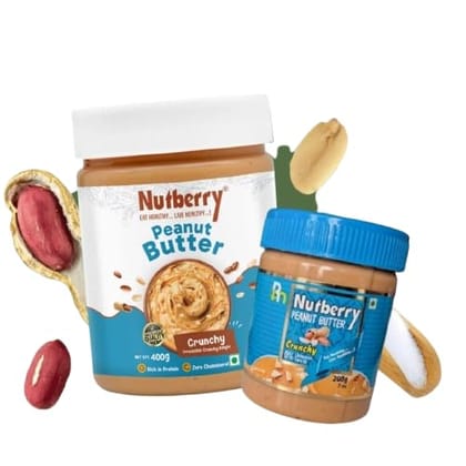 NUTBERRY PEANUT BUTTER COMBO OFFER 400GM CLASSIC CRUNCHY AND 200GM CLASSIC CRUNCHY NET WT 600GM JAR EAT HEALTHY LIVE HEALTHY Tasty & Healthy Nut Butter| 25 g Protein Per 100g | High in Protein Spread, Energy Booster Cholesterol Free