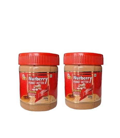 Nutberry Peanut Butter creamy 200gm jar pack of 2 (regular, 200gm) | Vegan | Cholesterol Free | No Hydrogenated Oil | Zero Trans-Fat