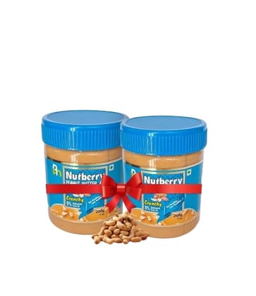 COMBO OFFER Nutberry Peanut Butter crunchy 200gm jar pack of 2 (regular, 200gm) | Vegan | Cholesterol Free | No Hydrogenated Oil | Zero Trans-Fat