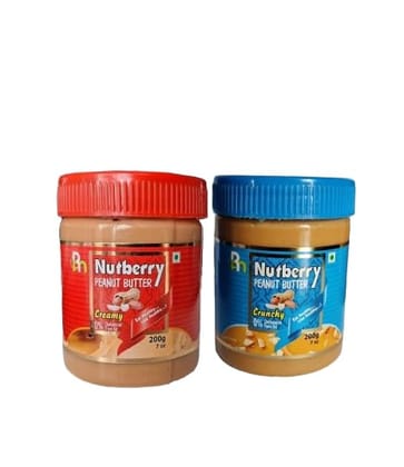 COMBO OFFER Nutberry Peanut Butter crunchy and creamy 200gm jar pack of 2 (regular, 200gm) | Vegan | Cholesterol Free | No Hydrogenated Oil | Zero Trans-Fat