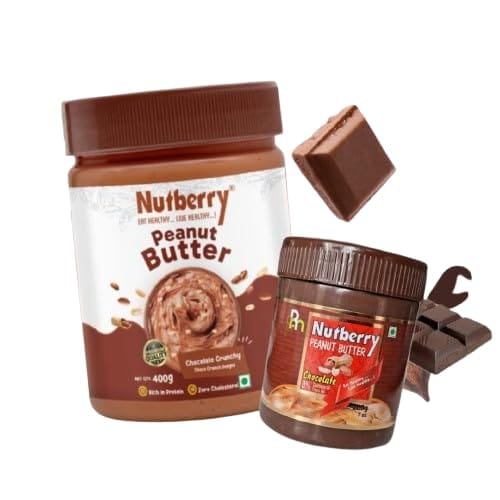 NUTBERRY PEANUT BUTTER COMBO OFFER 400GM CHOCOLATE CRUNCHY AND 200GM CLASSIC CREAMY NET WT 600GM JAR EAT HEALTHY LIVE HEALTHY Tasty & Healthy Nut Butter| 25 g Protein Per 100g | High in Protein Spread, Energy Booster Cholesterol Free