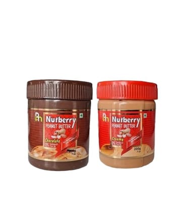 COMBO OFFER Nutberry Peanut Butter chocolate creamy and creamy 2 pack 200gm jar (regular, 200gm) | Vegan | Cholesterol Free | No Hydrogenated Oil | Zero Trans-Fat