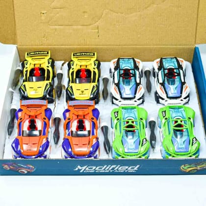  Set of 8 Diecast Metal Toy Cars with Pull Back Action