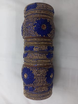  Blue and Gold Kundan Bangles