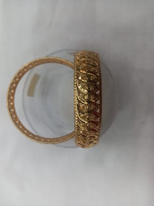 Yellow Gold Bangles with Intricate Floral Design-1