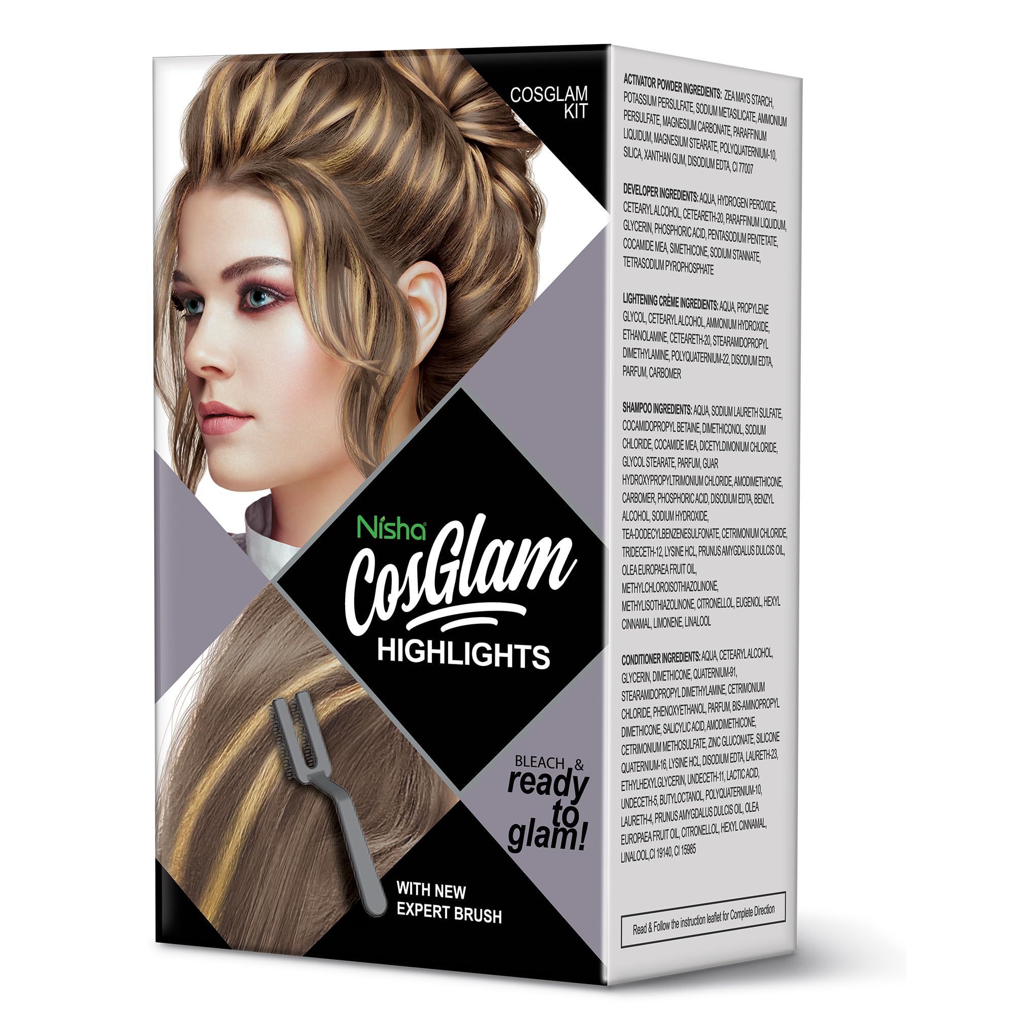 COSGLAM Hair Highlights Kit, Hair Highlights Colour for Women and Men, Bleach & Ready to Glam, DIY Kit