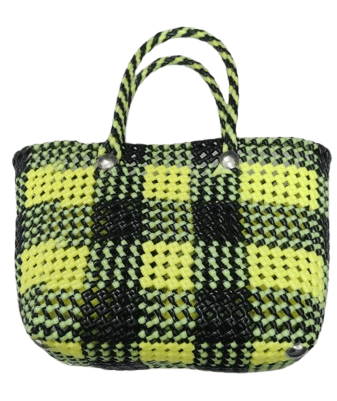 Medium Size Yellow and Black Checkered Tote Bag /Market Bag For Grocery And MultiPurpose Use