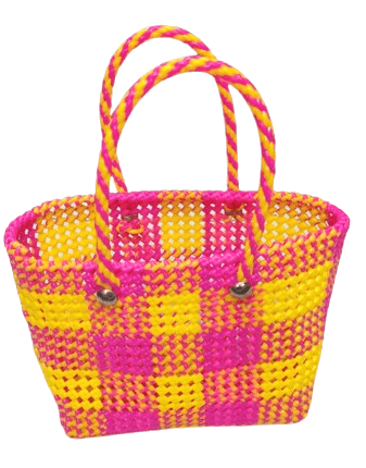 Handwoven Medium Size Market/Tote Bag  with Checkered Pattern