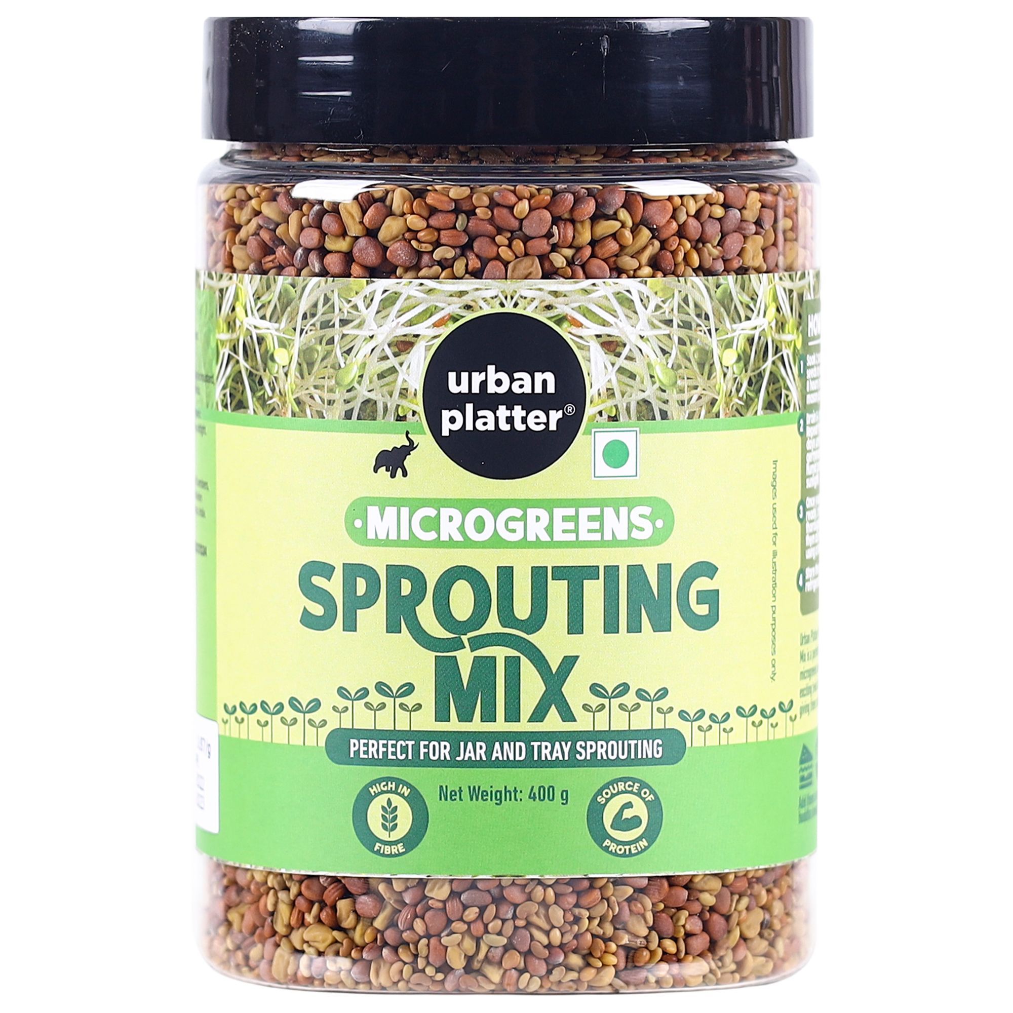 Urban Platter Microgreens Sprouting Mix, 400g / 14oz [Clover, Radish, Fenugreek & Alfalfa Seeds Mix]