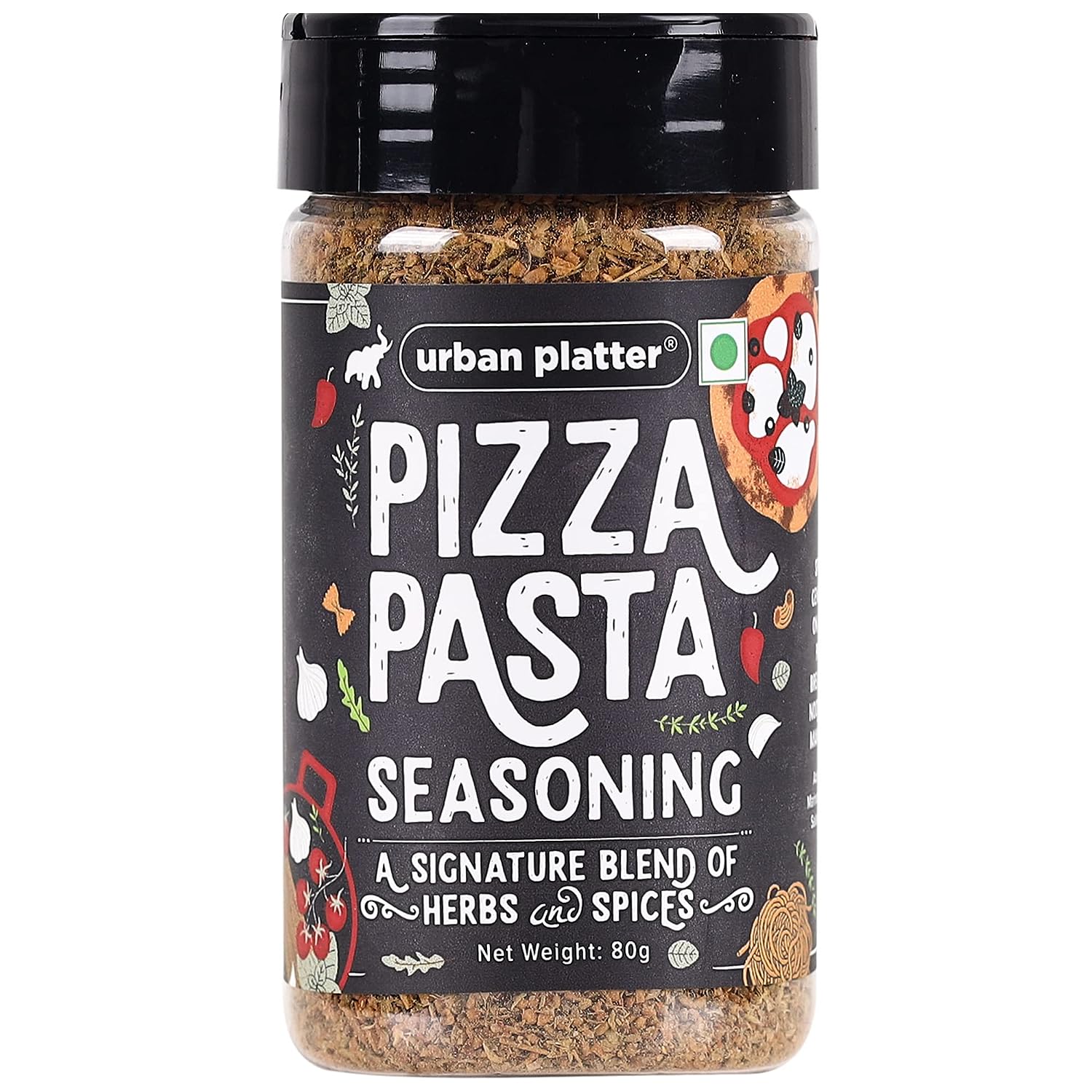 Urban Platter Pizza Pasta Seasoning, 80g [All purpose, Italian style Seasoning of Herbs, Spices and Lots of Love!]