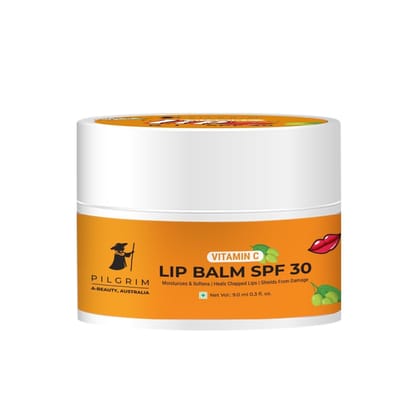 Pilgrim Vitamin C Lip Balm SPF 30 with Australian Kakadu Plum & Shea Butter| Lip Balm SPF 30 for women & men| Lip Balm for Smooth Soft Lips, Soothing & Hydrating Dry & Chapped Lips| 9 gm